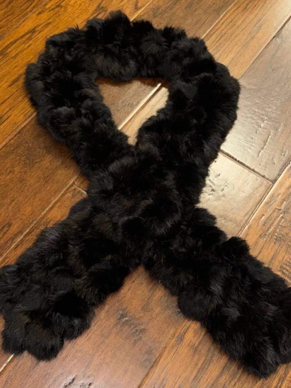Cejon Genuine Black Rabbit Fur Scarf Wrap